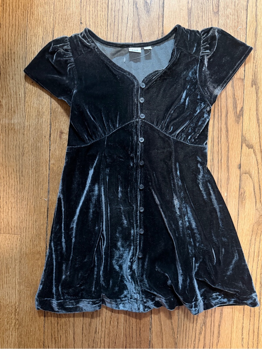 GAP Black Velvet Button-Front Casual Dress